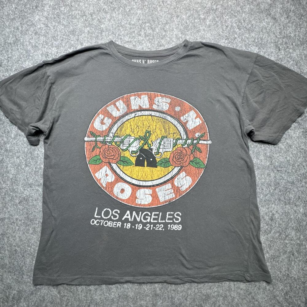 Guns N' Roses Shirt Mens L/XL Baggy Gray Los Angeles 1989 Rock Band Y2k Music